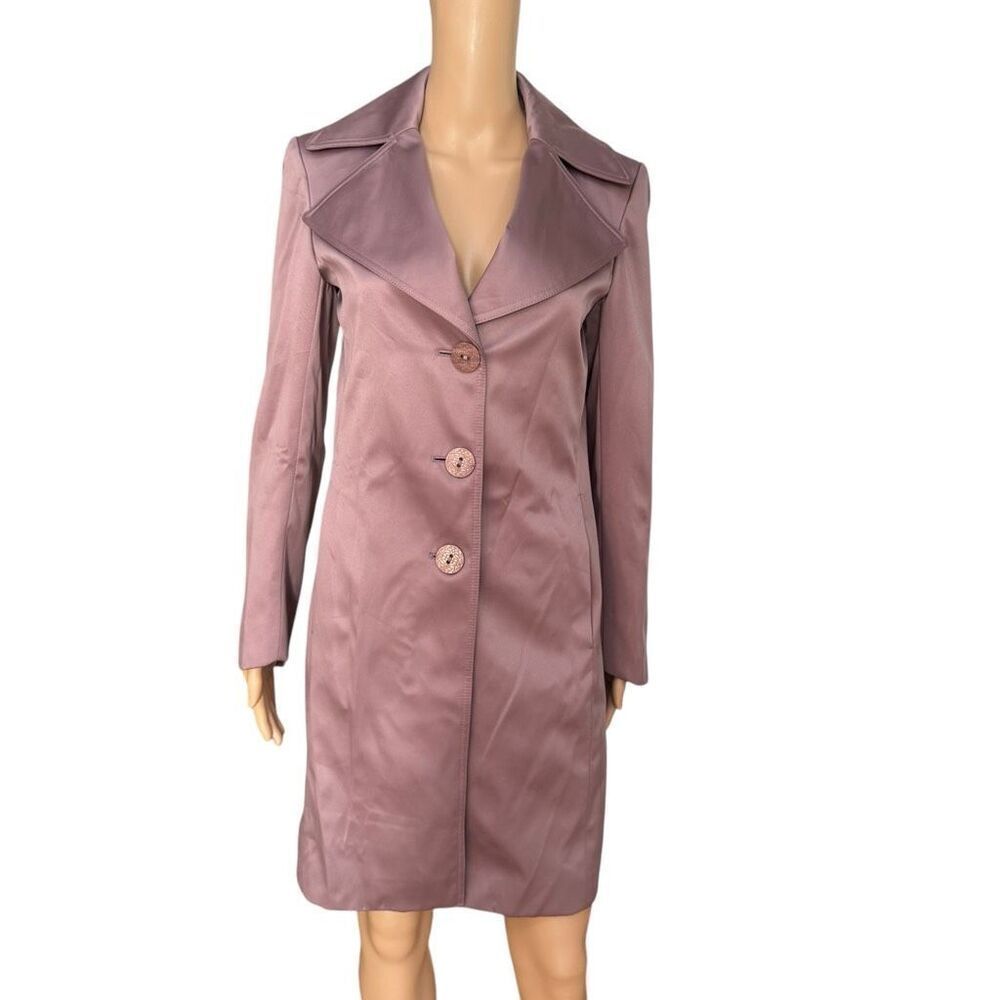 Tahari rose satin trench coat size XS